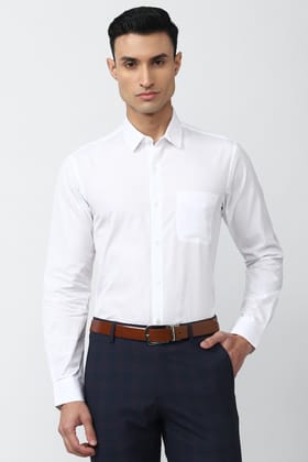 Men White Regular Fit Formal Full Sleeves Formal Shirt