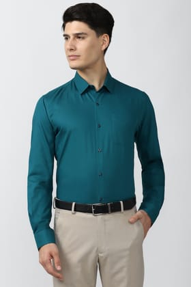 Men Green Slim Fit Formal Full Sleeves Formal Shirt