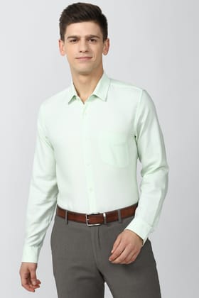 Men Green Slim Fit Formal Full Sleeves Formal Shirt