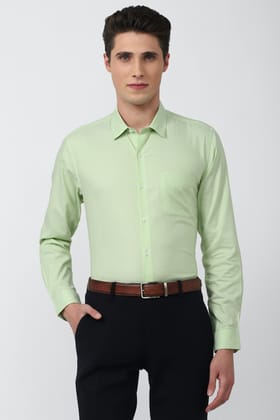 Men Green Slim Fit Formal Full Sleeves Formal Shirt