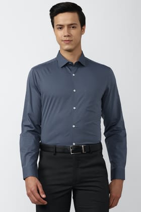 Men Navy Slim Fit Formal Full Sleeves Formal Shirt