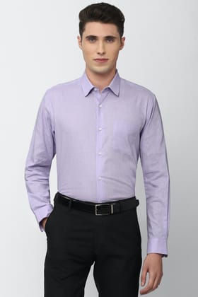 Men Purple Regular Fit Formal Full Sleeves Formal Shirt