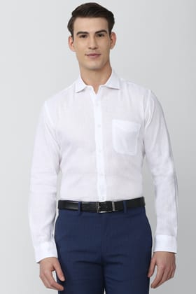 Men White Regular Fit Formal Full Sleeves Formal Shirt