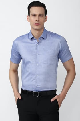 Peter England Blue Half Sleeves Formal Shirt