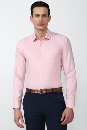 Men Pink Slim Fit Formal Full Sleeves Formal Shirt