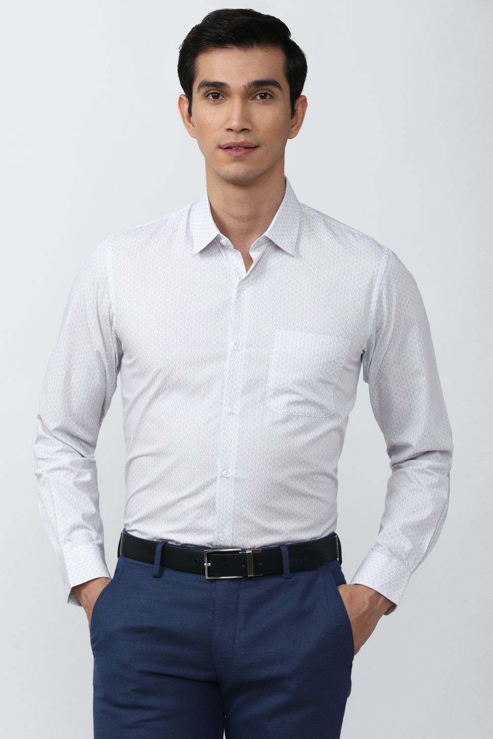 Men White Slim Fit Formal Full Sleeves Formal Shirt