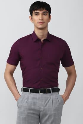 Peter England Purple Half Sleeves Formal Shirt