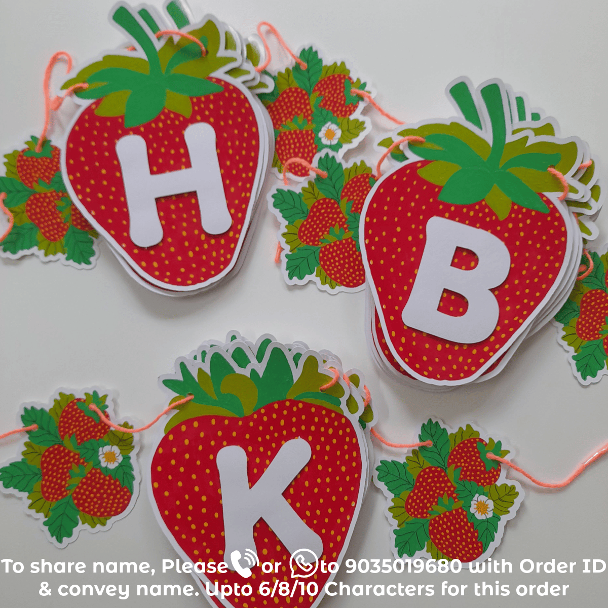 Partybus - Strawberry Themed Birthday Banner with Kids name