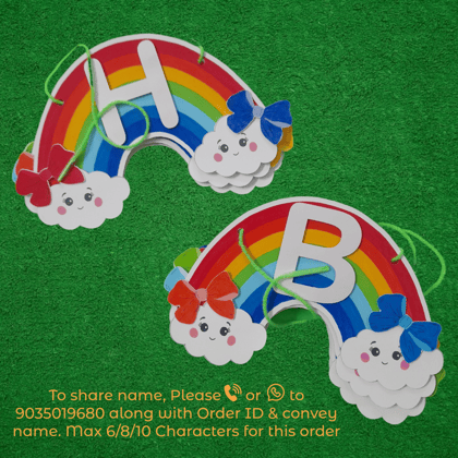 Partybus - Rainbow Themed Birthday Banner with Kids name