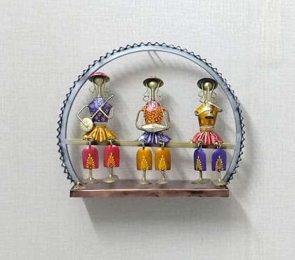 Handmade Metal Emboss Painting of 3 Rajasthani Musicians Idols