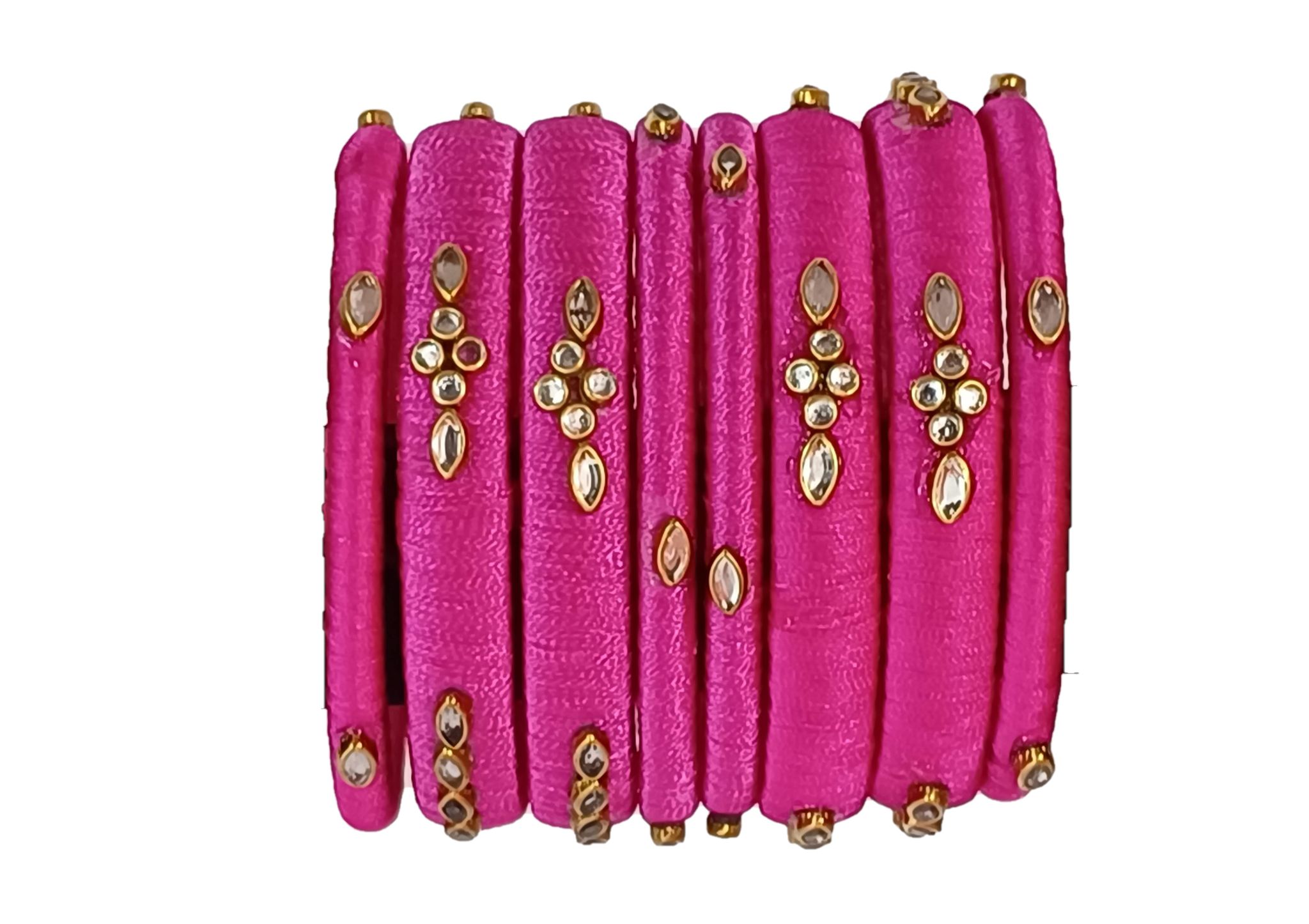 DS9 Creations Handicraft Homemade Resham Silk Thread Bangle Set for Women with Kundan Stone Work for Wedding and festive occasions