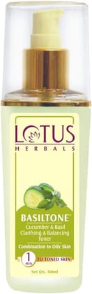 Lotus Herbal Basiltone Cucumber & Basil Clarifying & Balancing Toner (100ml)