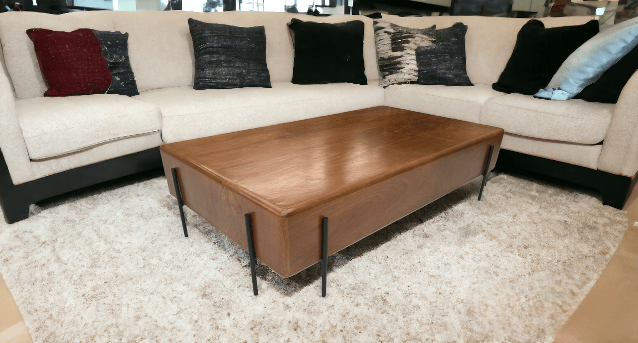 Nirvana Soild Wood with metal legs center/coffee table by Orchid Homez (48x27x13 inch)