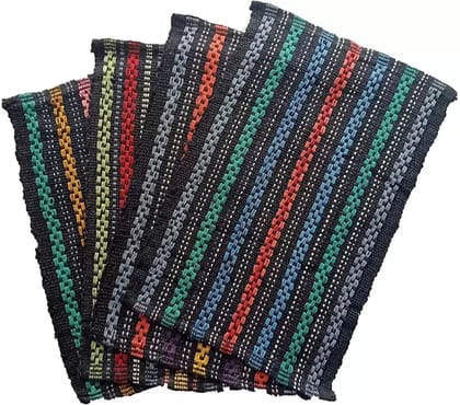 HOME NEEDS Cotton Floor Mat  (Multicolor, Medium, Pack of 4)