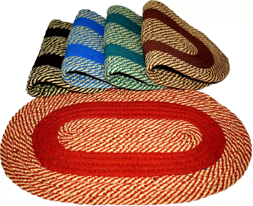 Polyester Door Mat  (33X53 cm set of 5 pc multicolor, Large, Pack of 5)