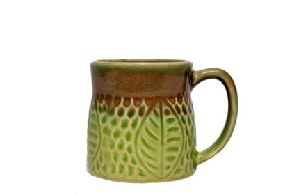 COLLECTIBLES INDIA, SEA Green Leaf Ceramic Mug/Cup, Big and Beautiful Design Mug to Hold Your Favourite hot and Cold Beverage Like Coffee, Tea, Milk