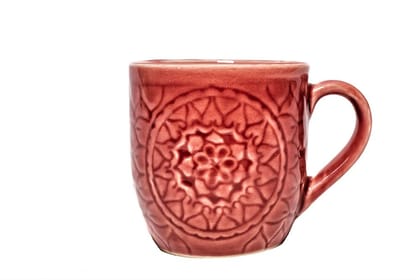 COLLECTIBLES INDIA Deep Pink Ceramic Mug Collectibles India Ceramic, Big and Beautiful Design Mug to Hold Your Favourite hot and Cold Beverage Like Coffee, Tea, Milk-