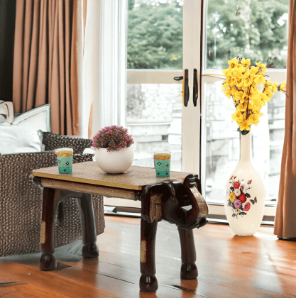 Solid Wood Brass Fited Elephant Table / Living Room / SIde Table