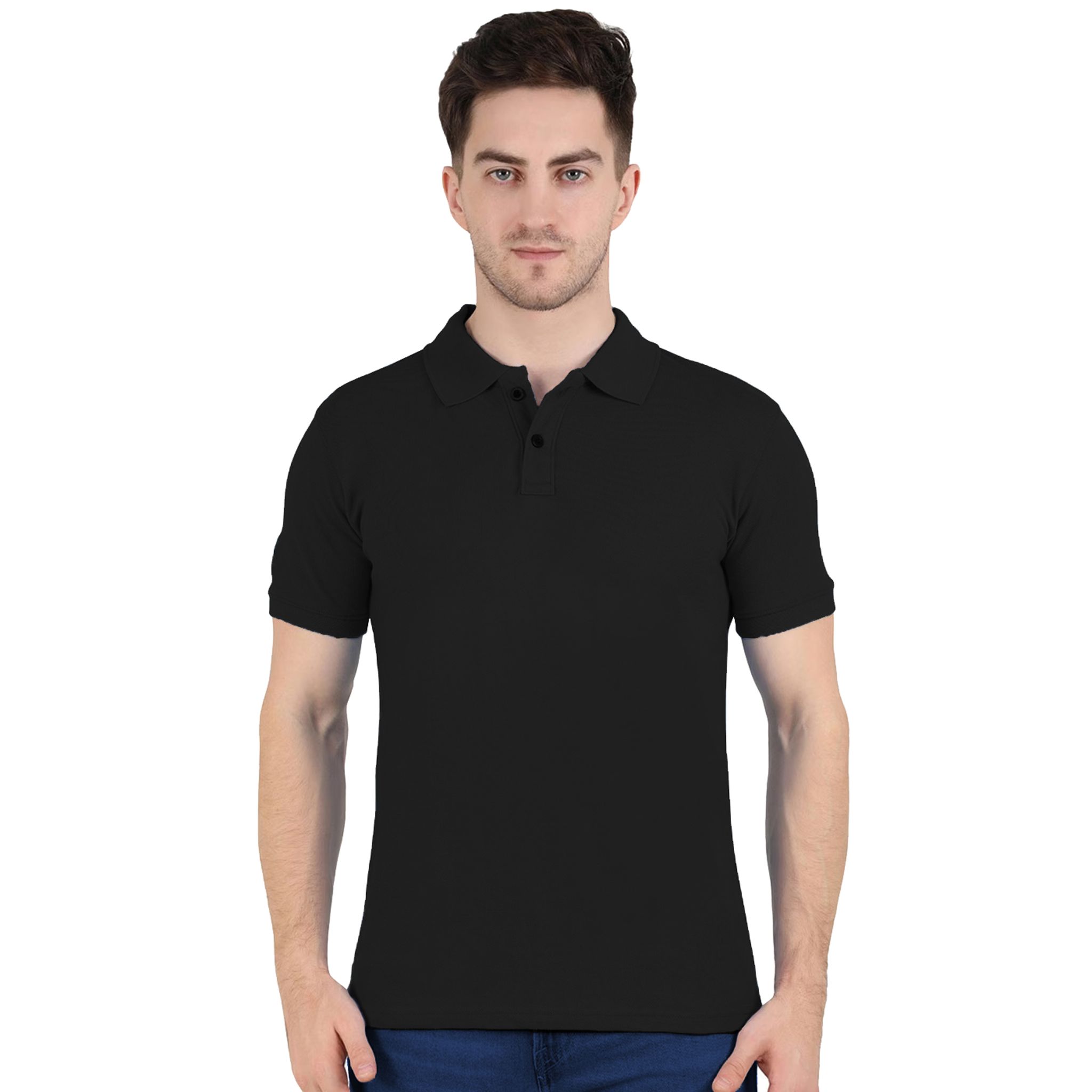 Plain black t shop shirt with collar