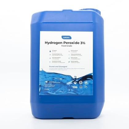 Wesol Hydrogen Peroxide 3% Food Grade | Multi-Use Disinfectant | Kills 99.9% Germs & Viruses | 5 Litre Pack - Best For Cleaning, General disinfection, deodorising, Hydroponics, Food production units.