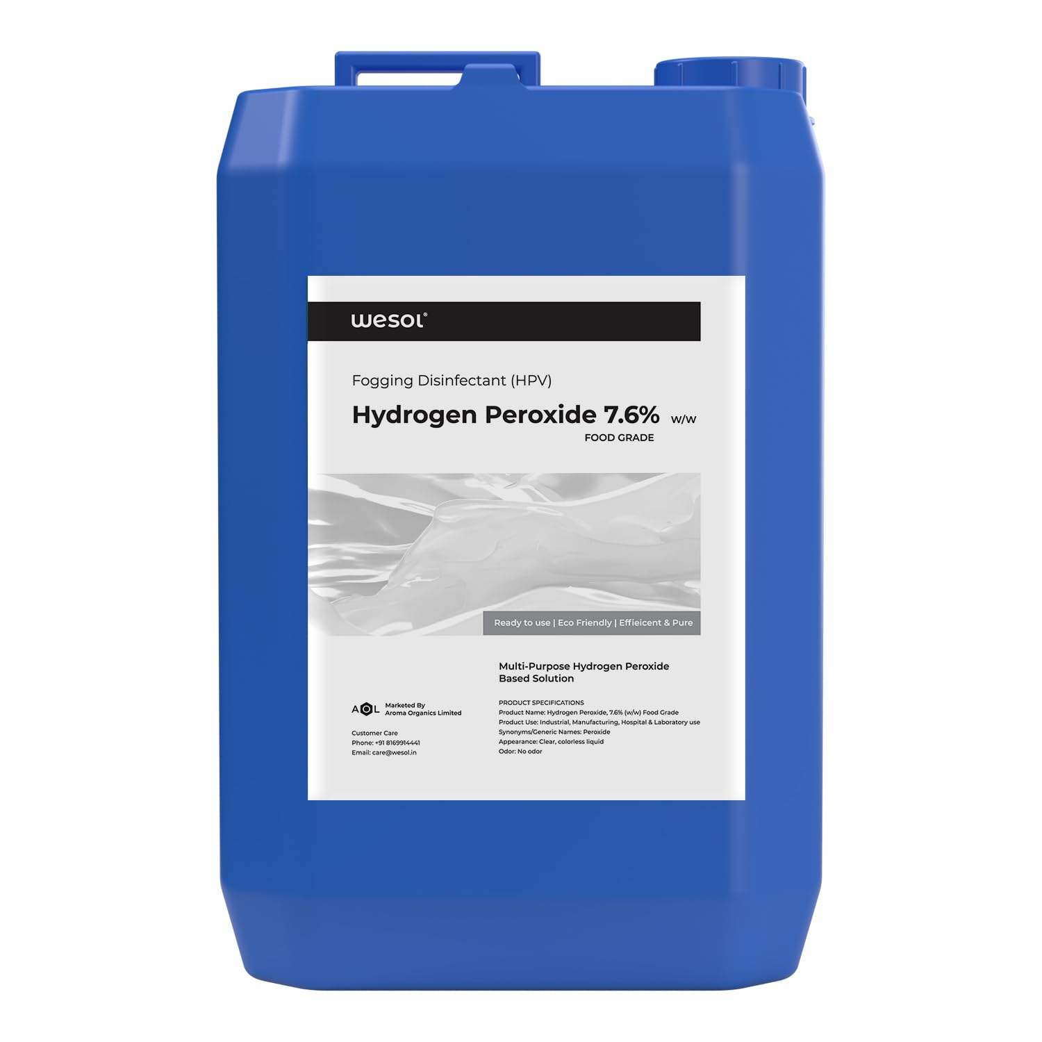 Wesol Hydrogen Peroxide 7% w/w for Fogging in Hospitals | Disinfectant and Steralization Purpose (Food Grade) - 5 Litre