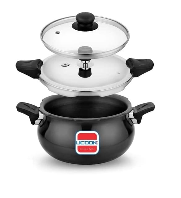 UCOOK By UNITED Ekta Engg. Hard Anodised Duo Lid 2 in 1 Induction