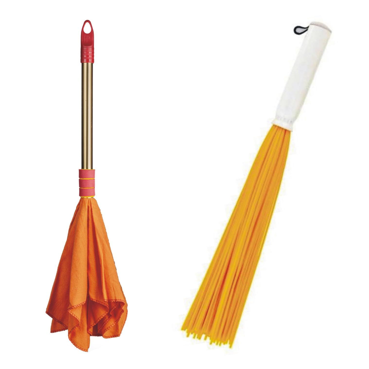 Vimal Tintin 20" Plastic Broom + Golden Handle Duster Dust Mop Combo Set