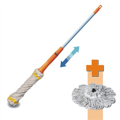 VIMAL Cotton Extendable Plastic Handle Twist Mop with Refill - Multicolour, Standard