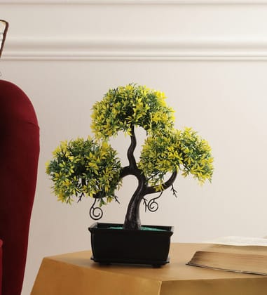 FOLIYAJ Artificial Bonsai Tree with Small Yellow Leaves with Pot |Bonsai Tree|Artificial Flower|with Pot|Home D�cor for Living Room Home Office Shop|House|Gift|Decoration