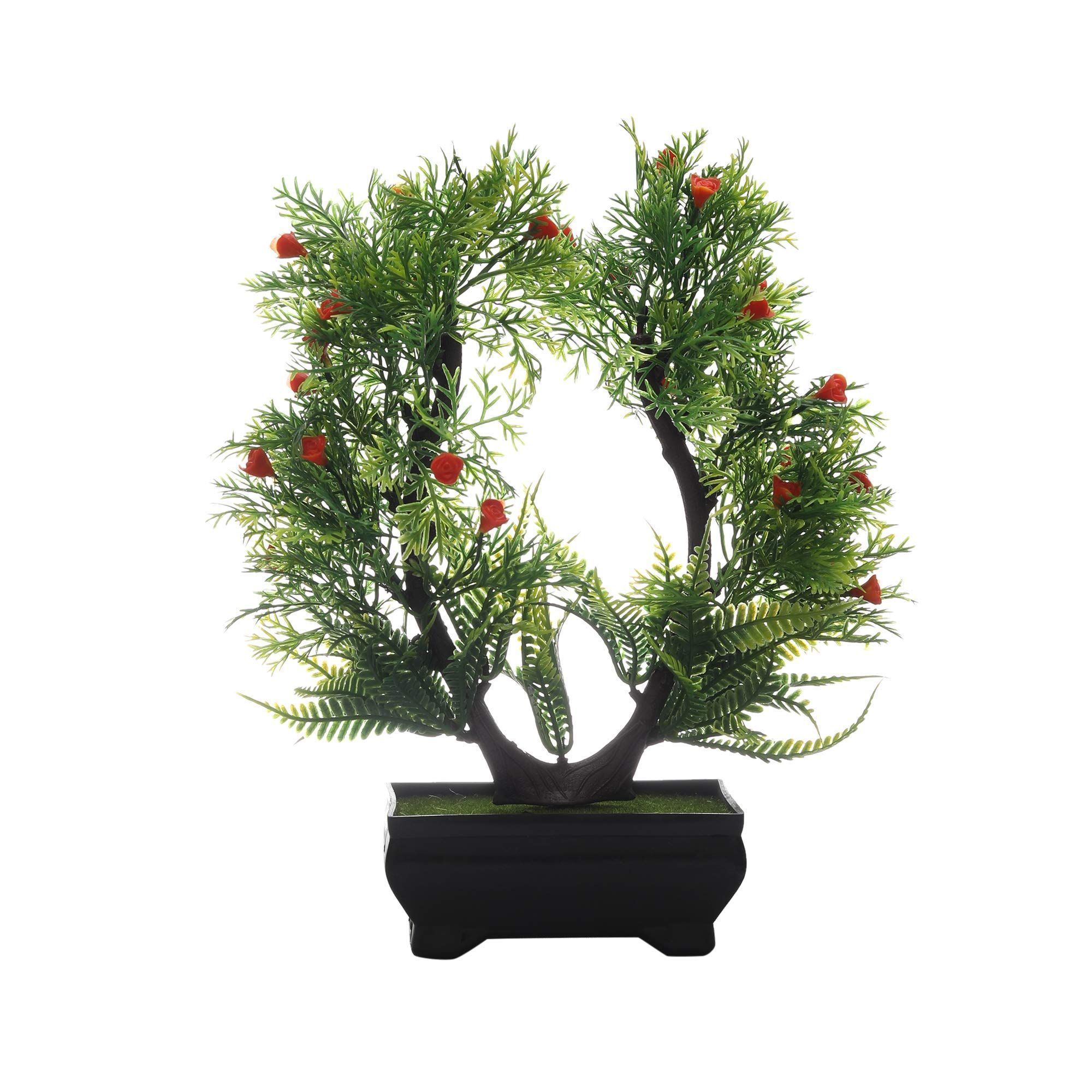 FOLIYAJ Artificial Plant Bonsai Tree with Potfor Living Room,Indoor/Outdoor Decor,Office and Home Decor