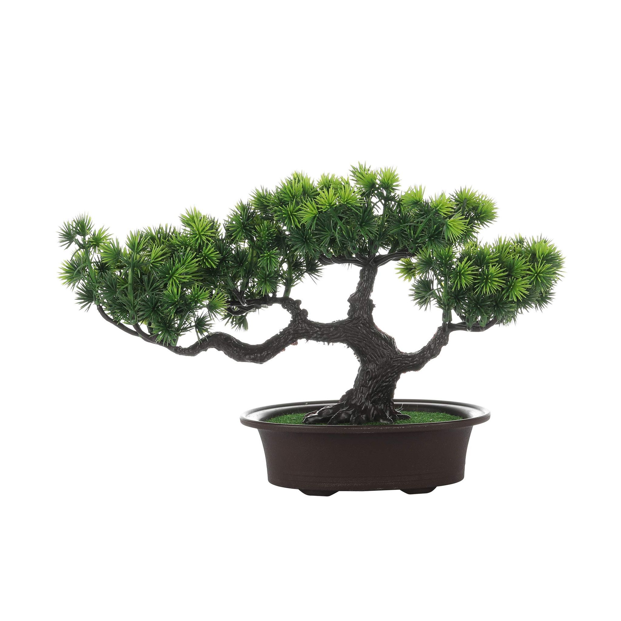 FOLIYAJ Artificial 4 Head Bonsai Tree with Green Pine Leaves(30 cm x 12 cm x 21 cm, FYJ-BOVL-B-4HDLTPINE)