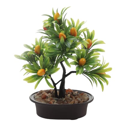 FOLIYAJ Artificial Y Shape Bonsai Mango Tree |Bonsai Tree|Artificial Flower|with Pot|Home D�cor for Living Room Home Office Shop|House|Gift|Decoration