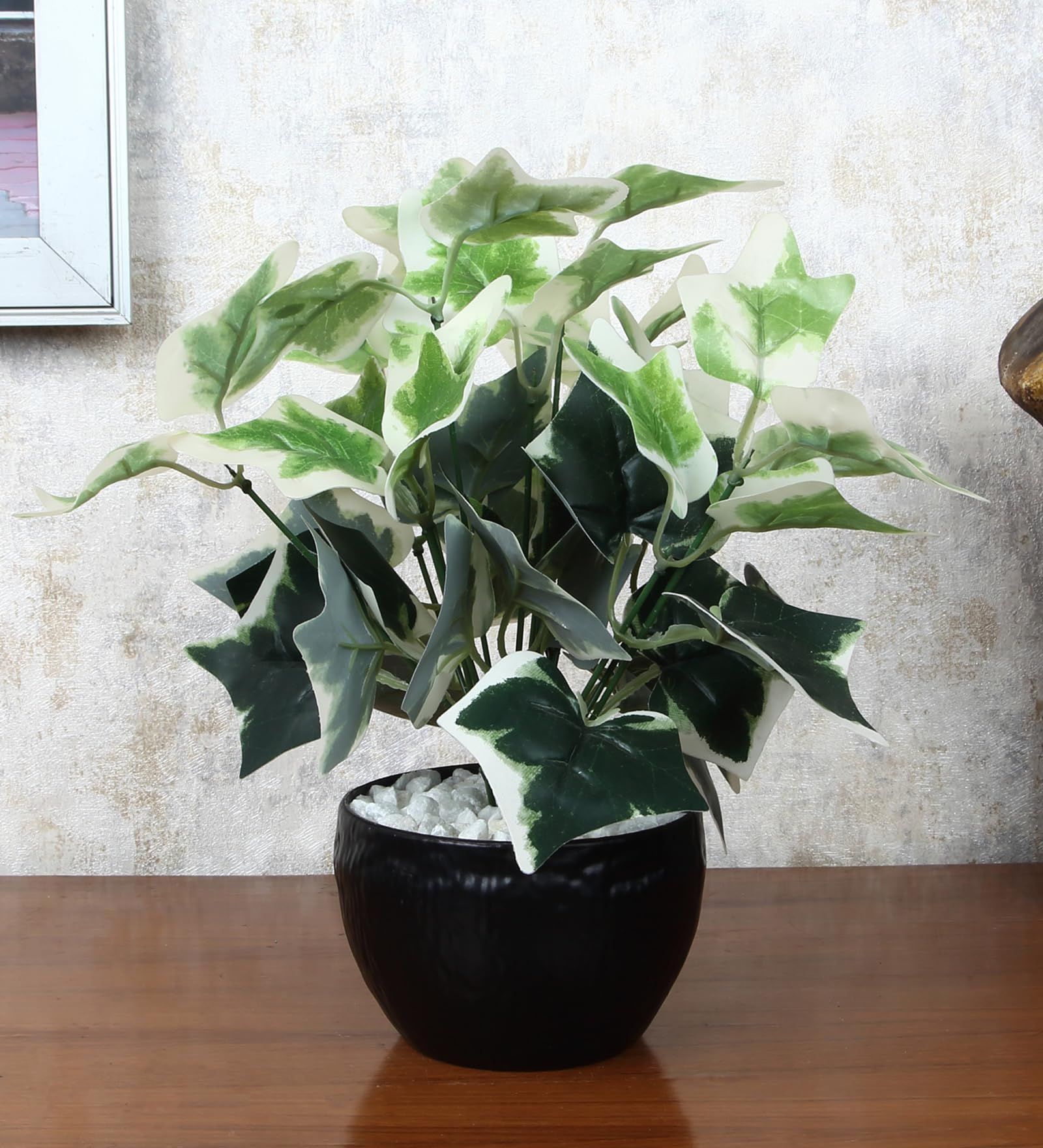 Foliyaj Artificial Ivy Plant with Black Pot |Artificial Plants for Home Decor| Indoor Artificial Plants for Living Room|Potted Artificial Plants