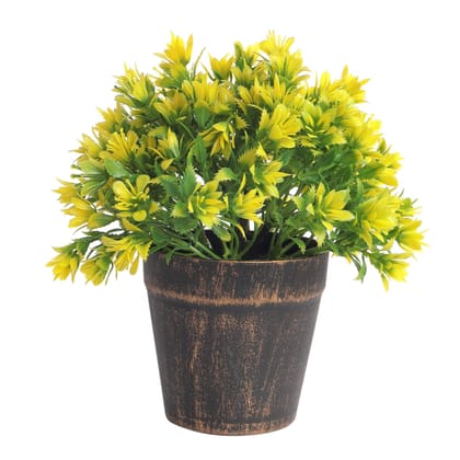 Foliyaj Artificial Plant with Greenish Yellow Leaves with Pot|Artificial Flower|with Pot|Home Decor for Living Room Home Office Shop|House|Gift|Decoration