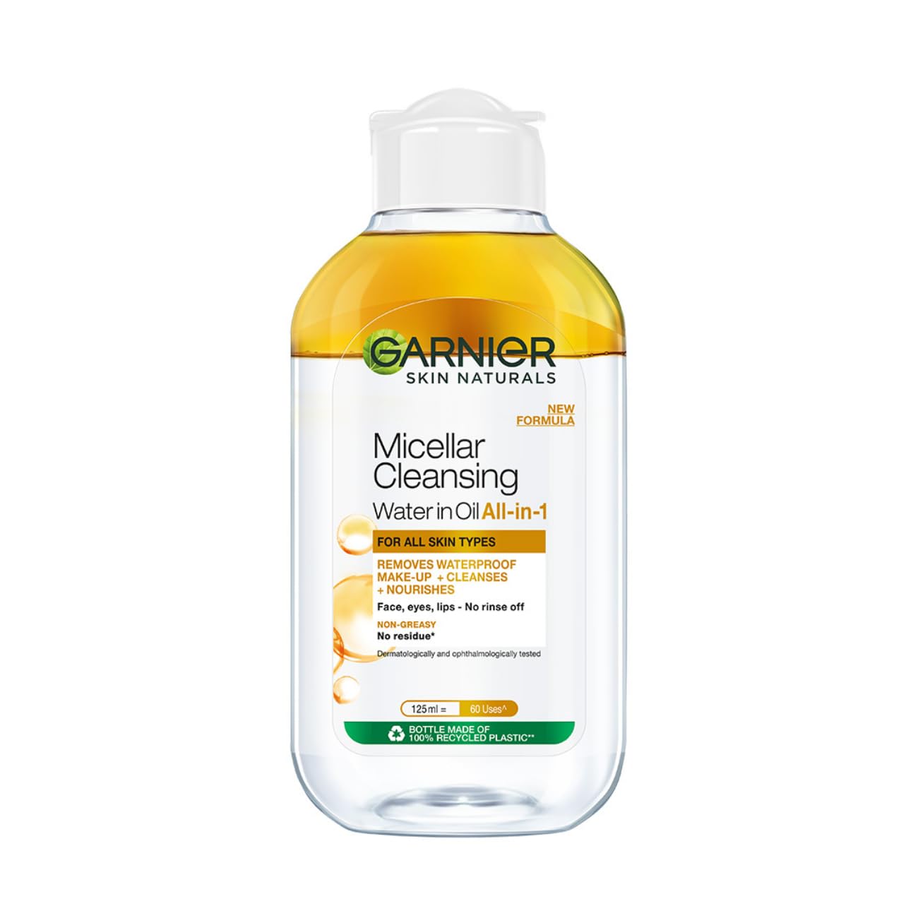 Garnier Skin Naturals, Cleansing Water for Waterproof Makeup, Nourishing Formula, Micellar Oil-Infused Cleansing Water, 125ml