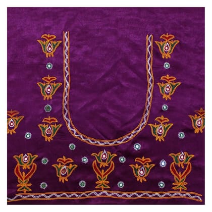 Garvi Gurjari(A Gujarat Govt Enterprise Purple Hand Embroidered Unstitched Blouse Material(GGCMEBM02)�