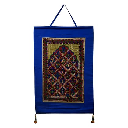 Garvi Gurjari (A Gujarat Govt Enterprise Cotton Blue Hand Embroidered Wall Hangings/Decor (12" x 16")