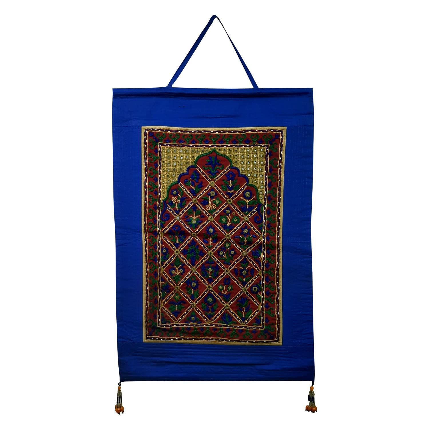 Garvi Gurjari (A Gujarat Govt Enterprise Cotton Blue Hand Embroidered Wall Hangings/Decor (12" x 16")