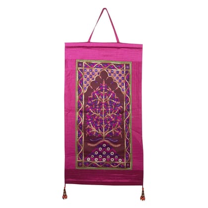 Garvi Gurjari (A Gujarat Govt Enterprise Cotton Dark Pink Hand Embroidered Wall Hangings/Decor (24� x 14�)