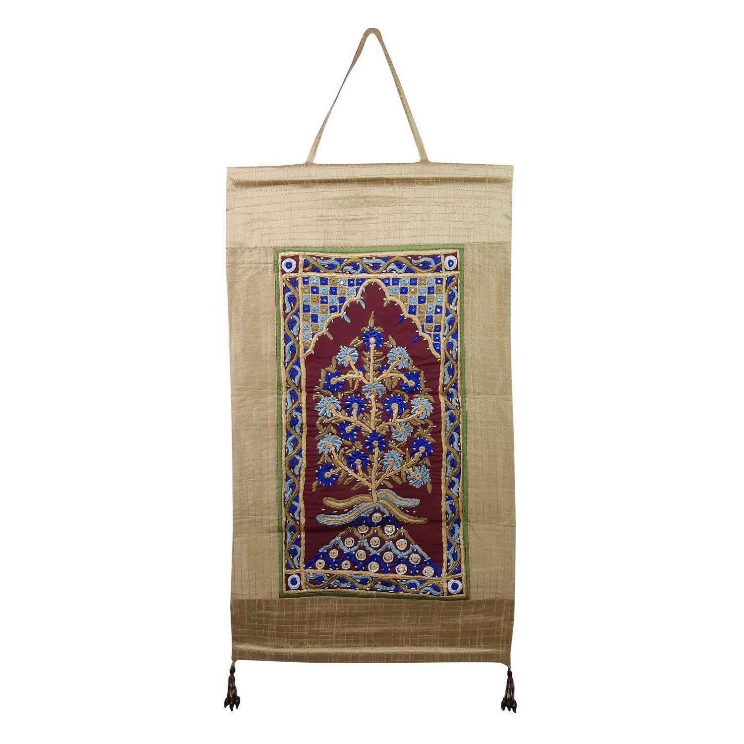 Garvi Gurjari (A Gujarat Govt Enterprise Cotton Cream Hand Embroidered Wall Hangings/Decor (24� x 14�)