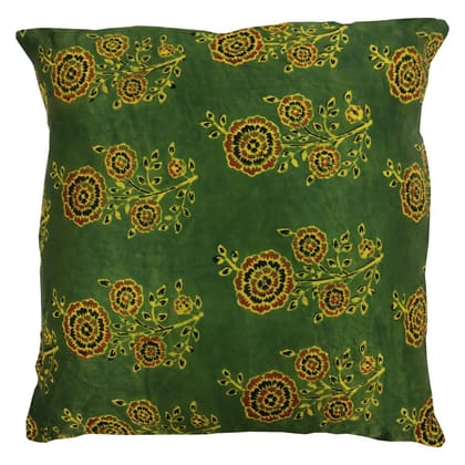 Green Mashru Cushion Cover by Garvi Gurjari