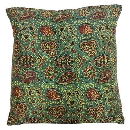 Bottle Green Mashru Cushion Cover by Garvi Gurjari