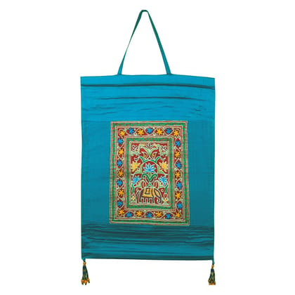 Garvi Gurjari (A Gujarat Govt Enterprise Cotton Sea Green Hand Embroidered Wall Hangings/Decor (16� x 12�)