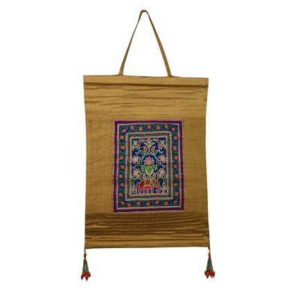 Garvi Gurjari (A Gujarat Govt Enterprise Cotton Tint Brown Hand Embroidered Wall Hangings/Decor (16� x 12�)