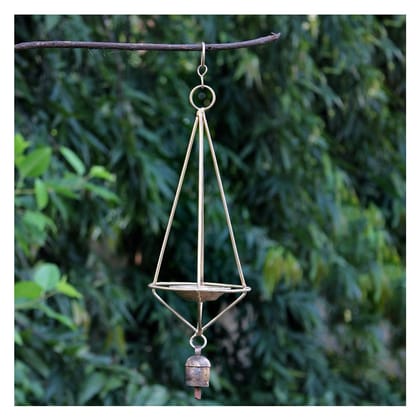 Garvi Gurjari Handmade Copper Bell Hanging With Diya/Deepak Stand By Garvi Gurjari, Pack of 1