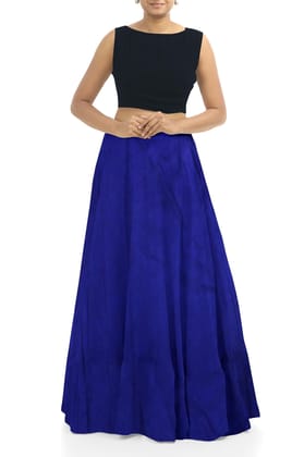 Garvi Gurjari (A Gujarat Govt Enterprise Women Handmade Plain Mashru Silk Long Skirt(GGCPMS05) Blue