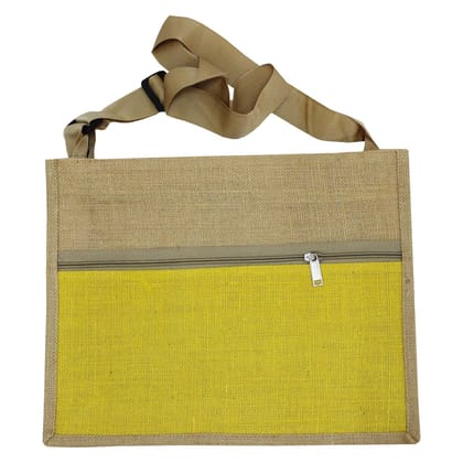 Garvi Gurjari (A Gujarat Govt Enterprise Handmade Jute Laptop Bag - Yellow(GGCSJLB01)