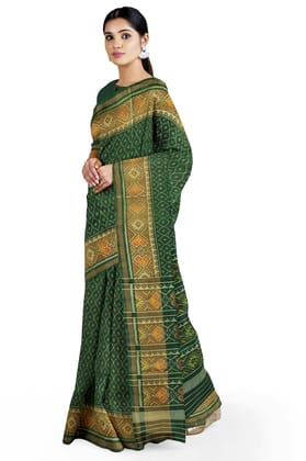 Garvi Gurjari (A Gujarat Govt Enterprise Women Green Shaded Handloom Single Ikat Silk Patola Saree (GGCSIKS139)