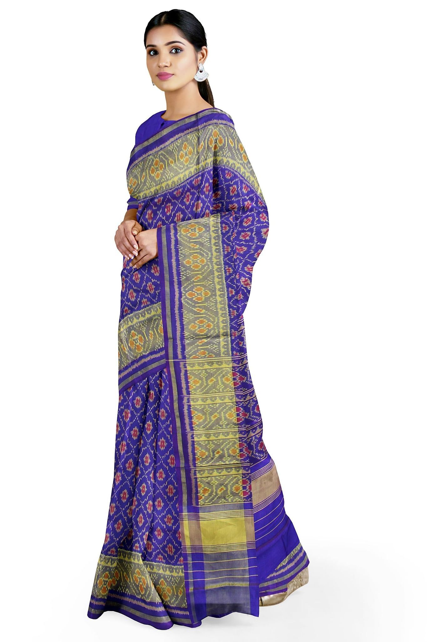 Garvi Gurjari (A Gujarat Govt Enterprise Women Purple Shaded Handloom Single Ikat Silk Patola Saree (GGCSIKS109)