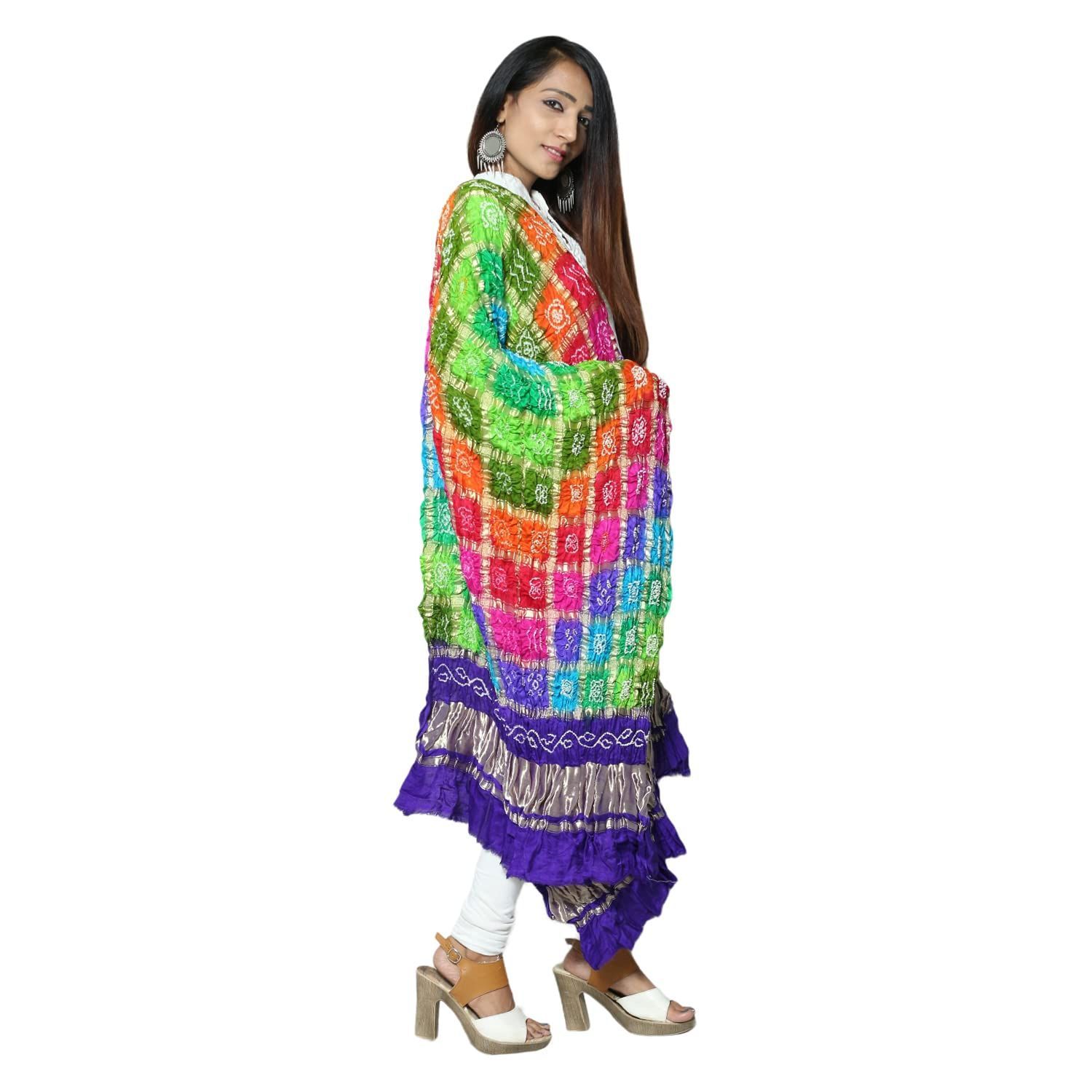 Garvi Gurjari Multicolor Gaji Silk Bandhani Dupatta